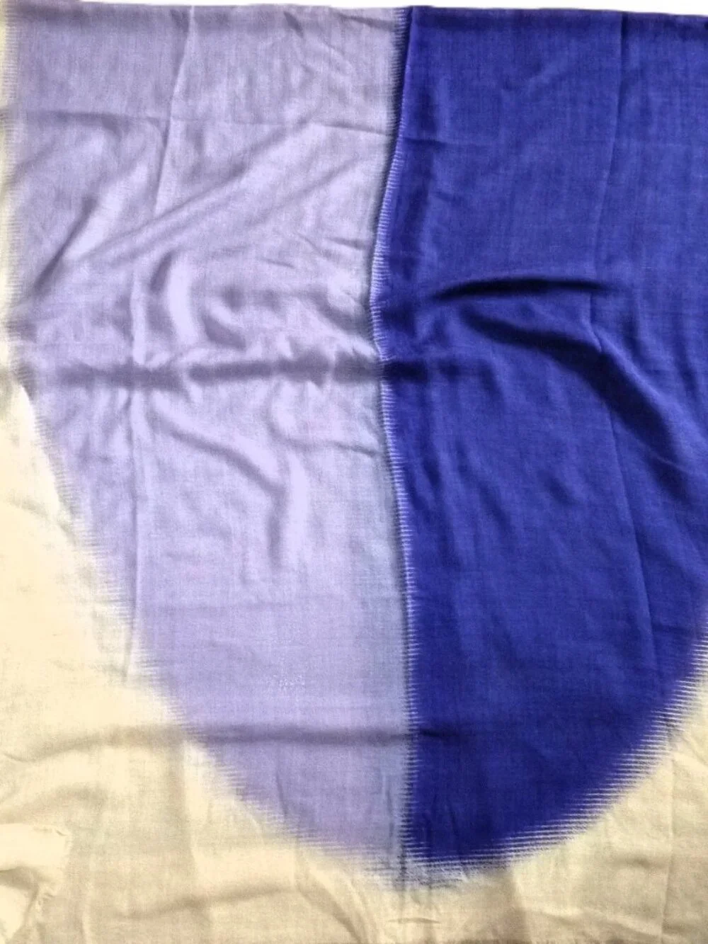 Eileen Fisher purple cream wool silk scarf shawl wrap 80x42